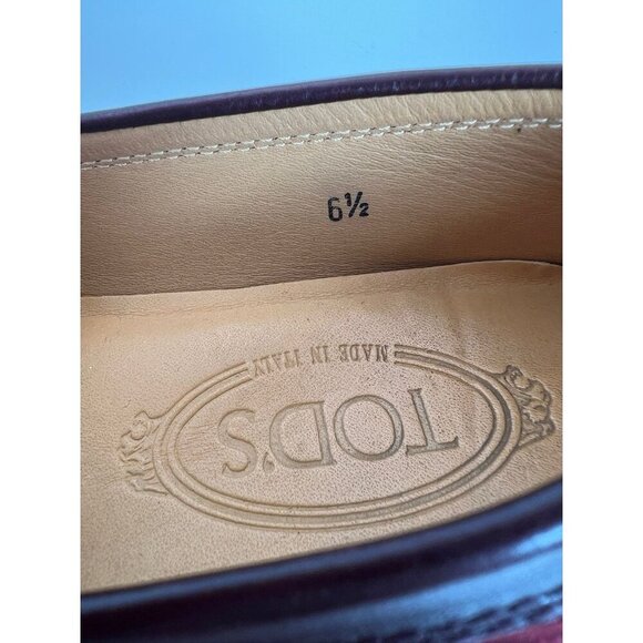 TOD'S Italy Burgundy Driving Loafers 6.5 - Picture 5 of 13